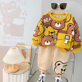 Yellow Multi Bear Kids Winter Track Suit Fabric Fleece