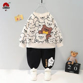 Off white Brown Bear Kids Winter Track Suit Fabric Fleece
