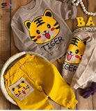green tiger printed winter kids track suit fabric flees