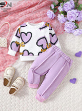 Lalique multi heart printed winter kids track suit fabric fleece