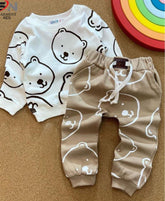 White teddy printed winter kids track suit fabric fleece